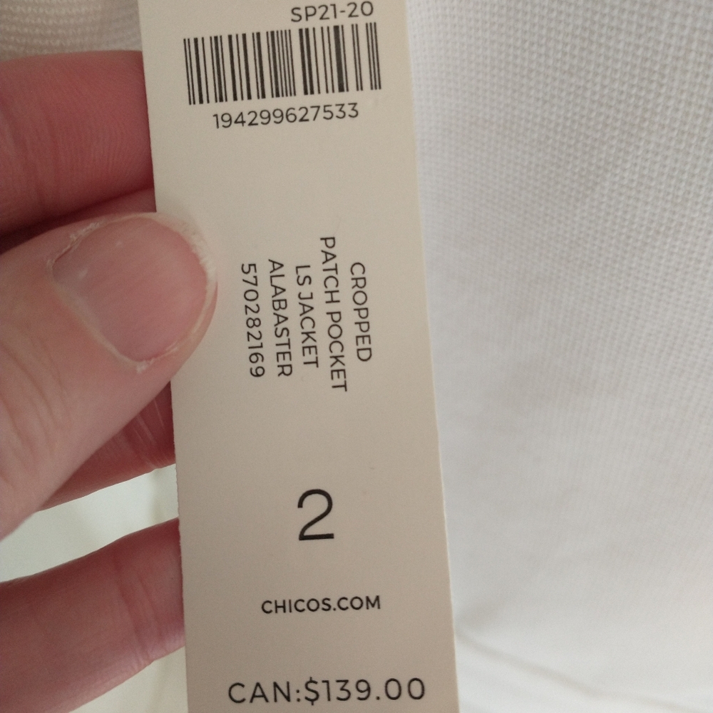 New Chicos Cropped Patch Pocket Jacket, Alabaster… - image 7